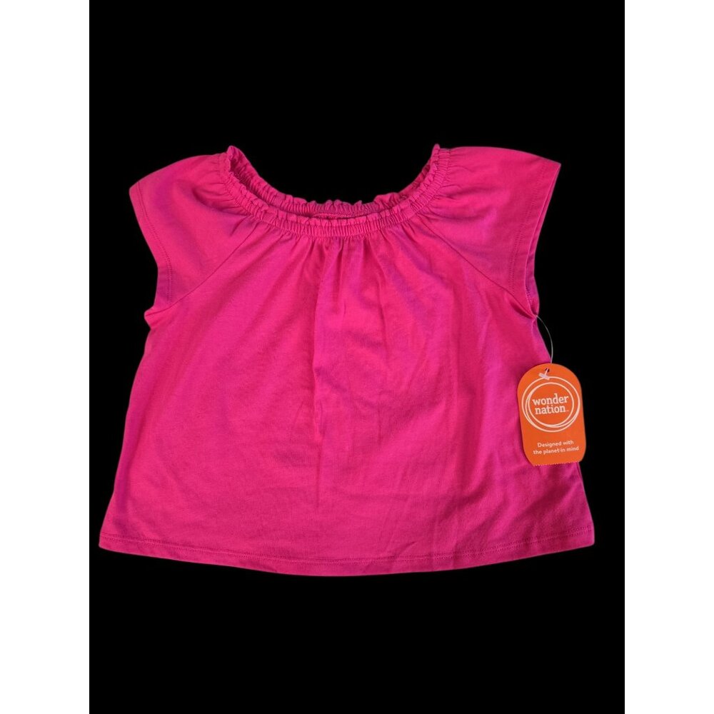 NWT Girls Pink Elastic Neckline Knit Top – Size 6/6X - Wonder Nation